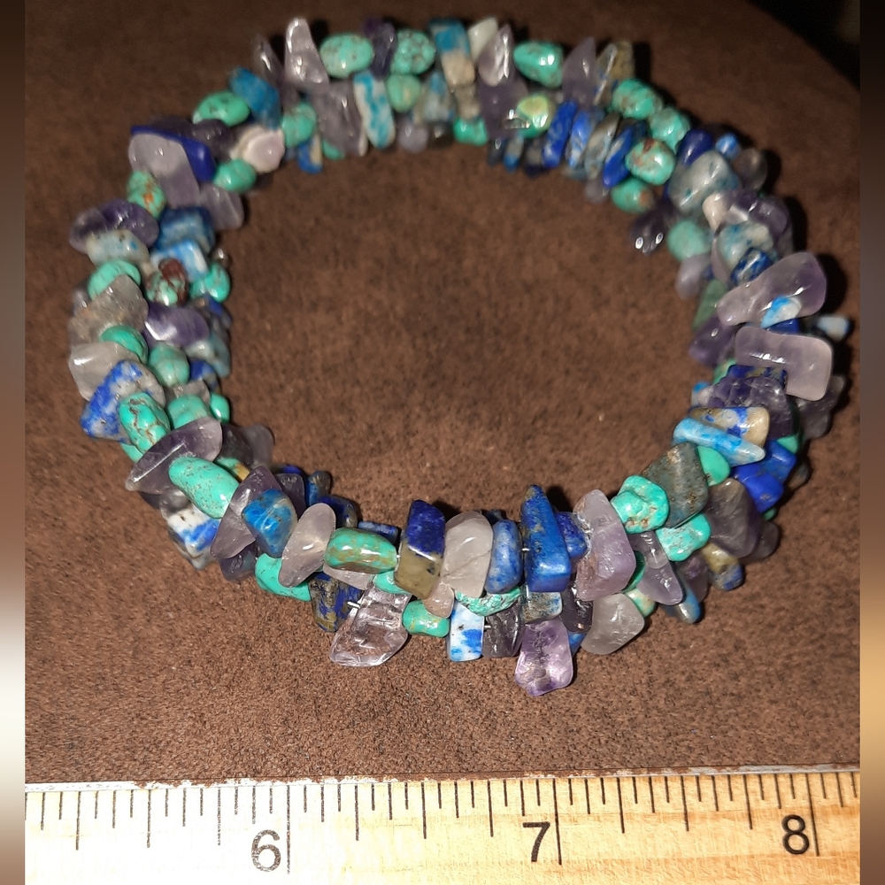 Gemstone Memory Wire Wrapped Bracelet Various Sto… - image 4